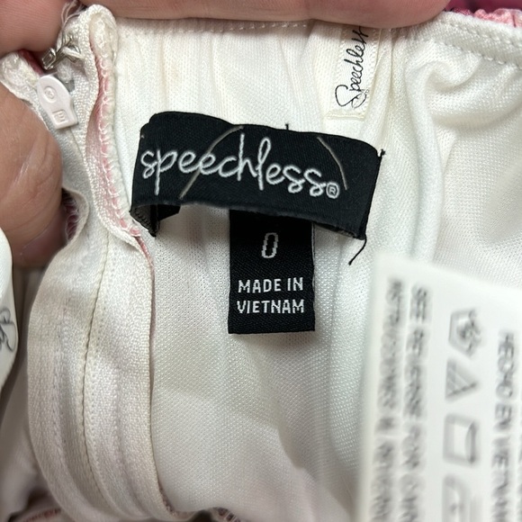 Speechless NWT Floral Strapless‎ Gown Juniors 0 Pink White High-Low Satin Prom - Picture 12 of 12